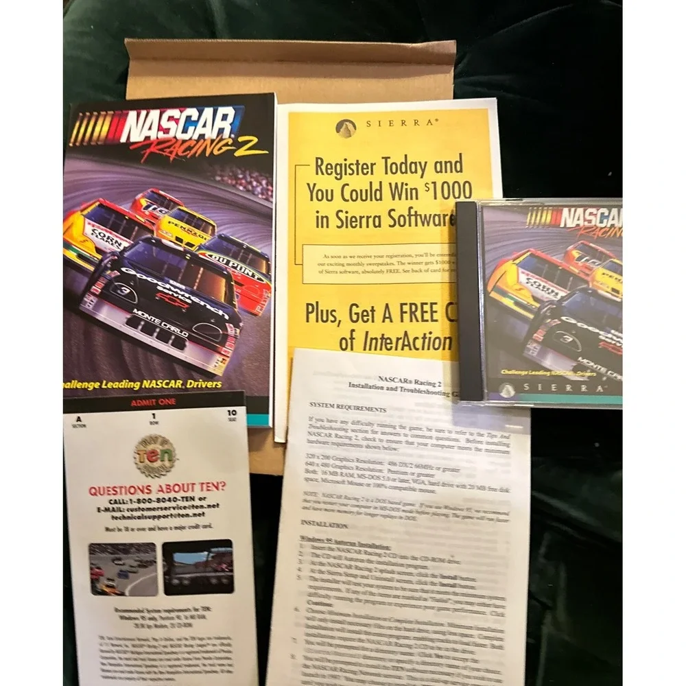SIERRA NASCAR  RACING 2 PC VIDEO GAME VINTAGE 1994 / NEW OPEN BIG BOX *Great!*